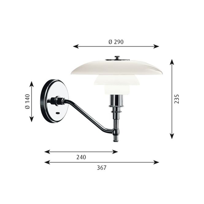Hovedbilde Louis Poulsen PH 3/2 Vegglampe, Krom
